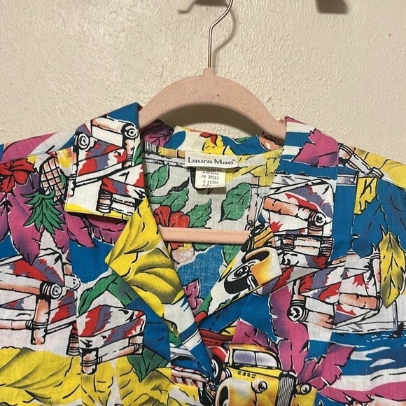 Vintage 70s Laura Mae Hawaiian Pinup Girl  Button-Up Top Size Medium - Picture 6 of 10